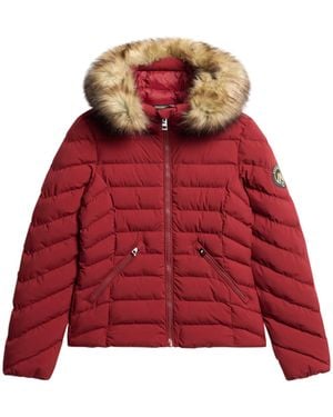 Superdry Fuji Faux Fur Padded Jacket S Red