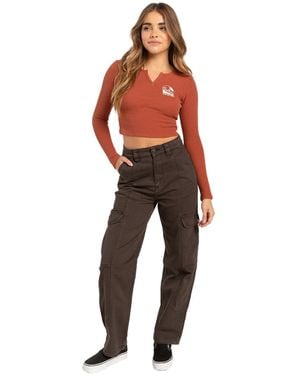 Billabong Wall To Wall Denim Cargo Trousers - Red