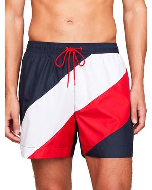 Tommy Hilfiger Plus Halflange Zwemshort Met Signature-streep - Rood