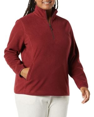 Amazon Essentials Classic-fit Long-sleeve Quarter-zip Polar Fleece Pullover Jacket - Red