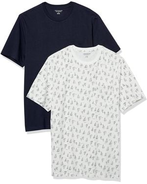 Amazon Essentials Maglietta Girocollo a iche Corte con Taschino dalla vestibilità Standard Uomo - Blu
