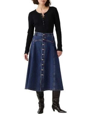 Levi's Yoked Western Skirt Slightly Circular - Blue