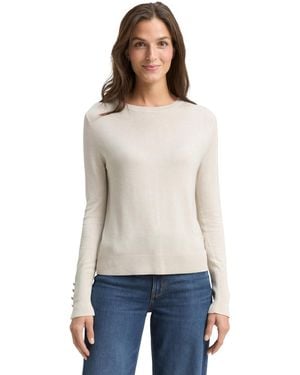 Tom Tailor 1049125 Strickpullover mit Knopf-Details - Weiß