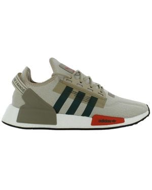 adidas Mens Nmd R1 V2 Lace Up Trainers Shoes Casual - Black, Wonder Beige/mint Green/preloved Red, 11 Uk - Grey
