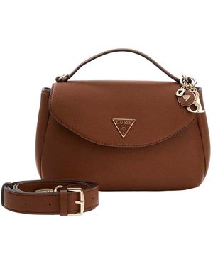 Guess Umhängetasche Handtasche Evie Top Handle Flap Bag Cognac braun