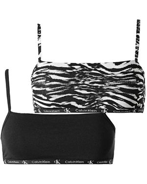 Calvin Klein Reggiseni a Bralette Donna Confezione da 2 Elasticizzati - Nero