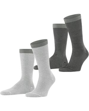 Esprit Socken Allover Stripe 2-Pack M SO Baumwolle gemustert 2 Paar - Weiß