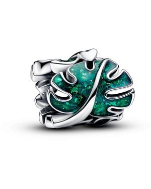 PANDORA Moments Grüne Monstera Blätter Charm aus Sterling Silber