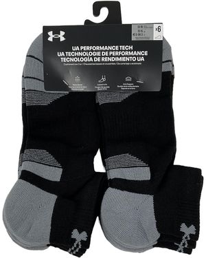 Under Armour Men's Ua Performance Tech Cushioned Low Cut Socks - 6 Pack, Black/black/black, Large
