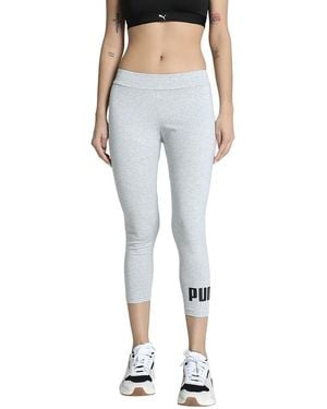 PUMA Leggings a 3/4 con Logo Ess N. 1 da Donna S Light Gray Heather - Blu