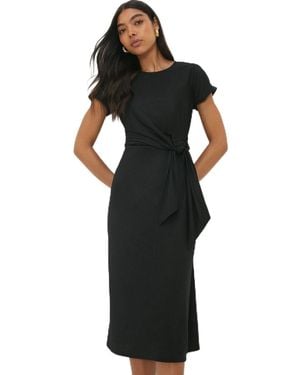 Dorothy Perkins Tie Detail Short Sleeve Jersey Midi Dress - Black