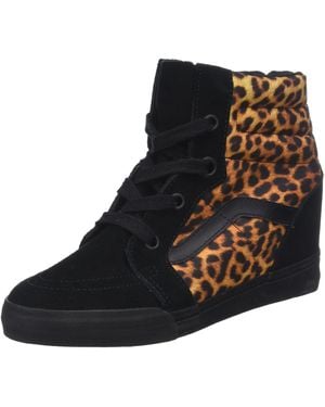 Vans U Sk8-hi Wedge Black Leopard Print Trainers Shoes
