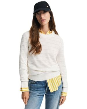 GANT Textured Cotton C-Neck - Weiß