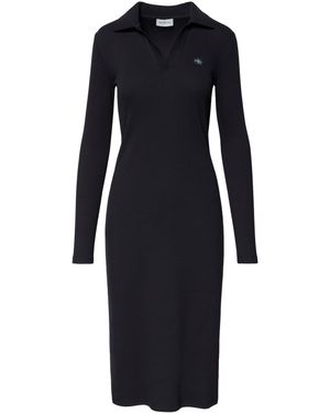 Calvin Klein Ls Woven Label Johnny Collar Mid Lv047E202G Kleider - Schwarz