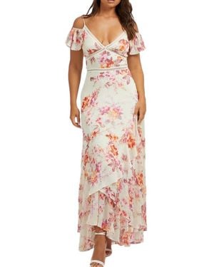 Guess Abito giallo / rosa con fantasia donna freddo