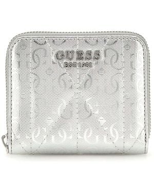 Guess Aldina SLG Small Zip Around Wallet Silver - Metallizzato
