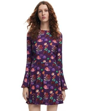 Desigual Woven Long Sleeve Dress - Lila
