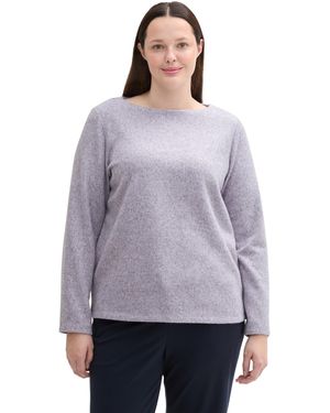 Tom Tailor Plussize Cosy Sweatshirt mit Knöpfen - Lila