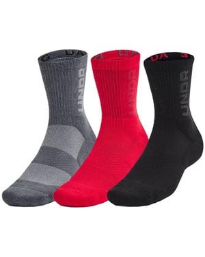 Under Armour Playmaker Mid-Crew 3er-Pack Socken - Rot