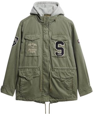 Superdry Jersey-Jacke im Militärstil mit Kapuze und Stickerei Blassolivgrün 42