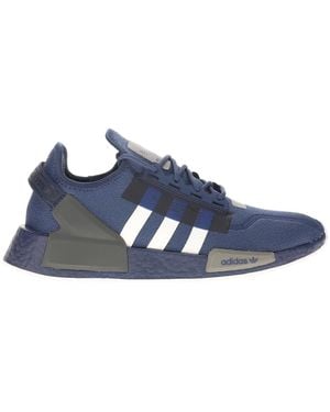 adidas Mens Nmd R1 V2 Lace Up Trainers Shoes Casual - Black, Blue, 11 Uk