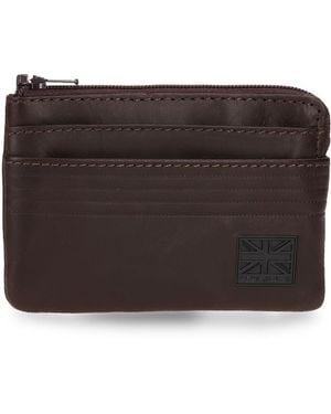 Pepe Jeans Hudson Wallet With Card Holder Brown 11x7x1.5cm Leather By Joumma Bags - Black