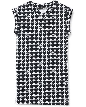Love Moschino Robe Confortable à col en V à ches Courtes - Noir