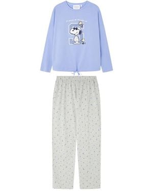 Women'secret Pijama de ga Pantalón Largo Colección Multilicense Campus - Azul