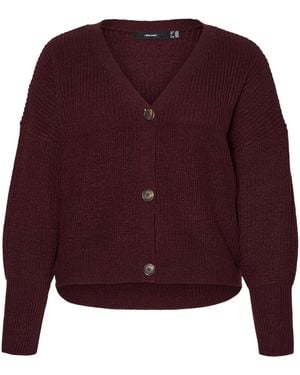 Vero Moda Curve VMLEA LS V-Neck Cuff Cardigan NOOS CUR Strickjacke - Rot