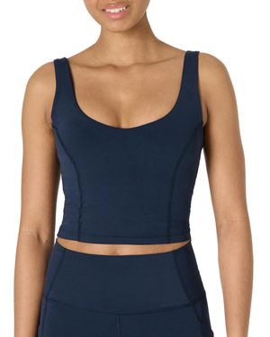 Amazon Essentials Top Corto de Tirantes Deportivo de Tejido FormFlex Ultrasuave con Soporte Ligero y Sujetador Mujer - Azul