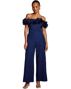 Coast Petite 3d Flower Bardot Jumpsuit - Blue