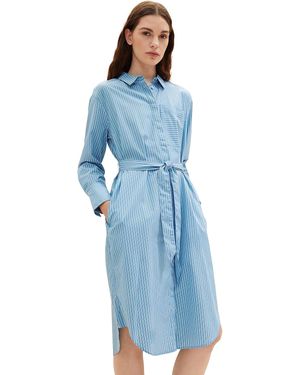 Tom Tailor 1032517 Blusenkleid mit Brusttasche & Bindegürtel - Blau