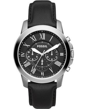 Fossil Uhren Rund Analog Quarz Leder 32001893 - Schwarz