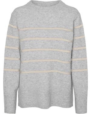 Vero Moda Vmflawless Ga Noos-Pullover con Scollo Rotondo Maglione Lavorato a Maglia - Grigio