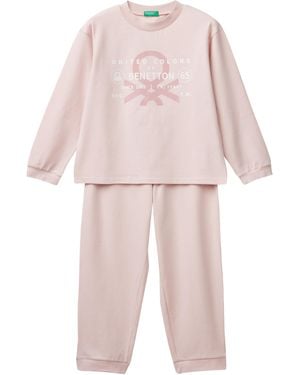 Benetton Pig(Maglia+Pant) 3DKE0P073 Set di Pigiama - Rosa