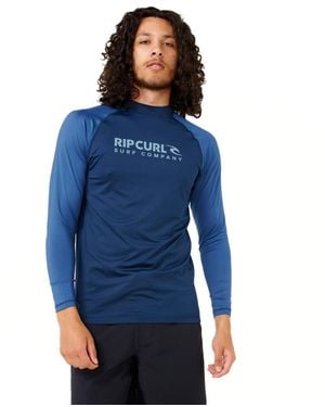 Rip Curl Shock UPF 50 Long Sleeve Rashguard Vest Rash-Guard-Shirt - Blau