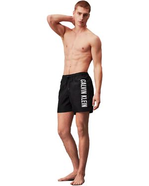Calvin Klein Uomo Pantaloncino da Bagno Medium Drawstring Lungo - Nero