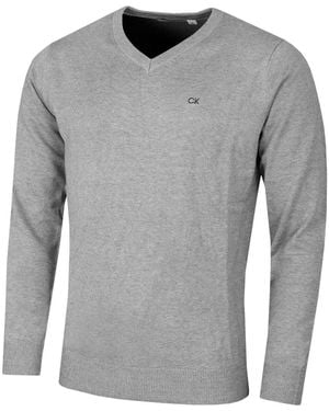 Calvin Klein Maglione da uomo in cotone morbido con scollo a V - Grigio