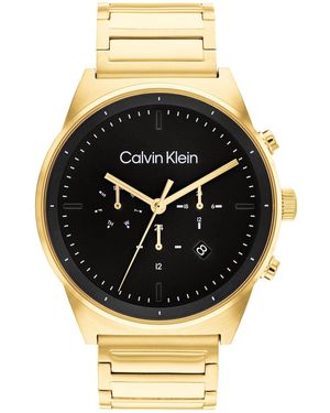 Calvin Klein Orologio analogico multifunzione al quarzo da uomo con cinturino in acciaio inossidabile dorato - 25200294 - Nero