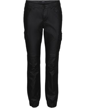 Vero Moda Vmivy Mr Ankle Cargo Coated Pants Noos Pantaloni - Nero