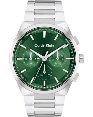 Calvin Klein Orologio con Movimento al Quarzo a Tre Lancette da Uomo Collezione DISTINGUISH con Cinturino in Acciaio - Verde
