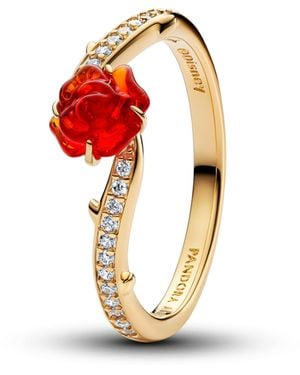 PANDORA Anillo de mujer dorado Disney La Bella y la Bestia 163984C01 - Rojo
