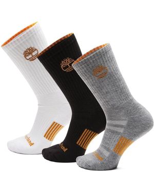 Timberland 3pp Yellow Boot Logo Hc Crew Socks - Black