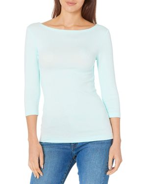 Amazon Essentials 3/4 Sleeve Boatneck T-Shirt - Blu