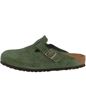 Birkenstock Boston SFB - Cuscino in Pelle Scamosciata - Verde