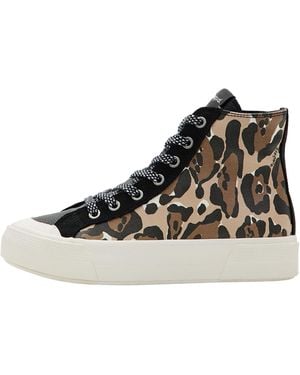 Desigual High-Top Animal Print Trainers - White
