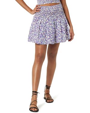 The Drop Rosalia Smocked Waist Mini Skirt Jupe - Bleu