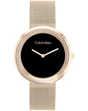 Calvin Klein Orologio Analogico al Quarzo da Donna Collezione TWIST con Cinturino in Maglia Metallica in Acciaio Inossidabile - Metallizzato