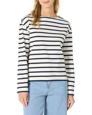 Amazon Essentials 100% Cotton Heavyweight Long-sleeve Boatneck Top - Black