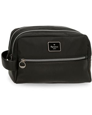 Pepe Jeans Christine Adaptable Toiletry Bag Black 26x16x12cm Polyester With Faux Leather Details By Joumma Bags